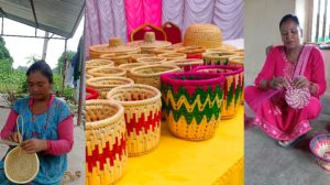 बिक्रिका लागि ढकिया बुन्दै सुशिला र पार्वती